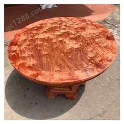 红木餐桌厂家 缅甸花梨国标红木大果紫檀1.28m餐桌 虎皮纹圆餐桌