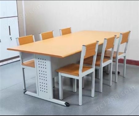 钢木学校图书馆椅子阅览室桌椅组合钢制书架学校办公桌