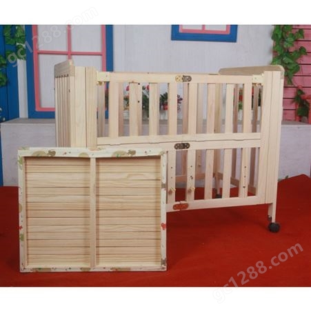 波比 定制全实木加厚无漆婴儿床 多功能可折叠可移动拼接大床