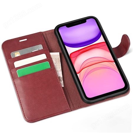 定制翻盖插卡钱包手机套适用iphone11左右开车缝款扣带PU手机皮套