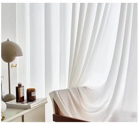 酒店客厅卧室北欧简约风纯色定制加重厚纱透光自然垂顺门帘窗帘