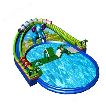 2022全新大象乐园滑梯大型移动水上乐园设备充气游泳池组合定制