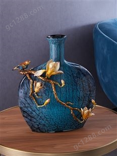 罗比罗丹 琼花玉枝花瓶 创意珐琅彩花插 家居装饰摆件干花定制