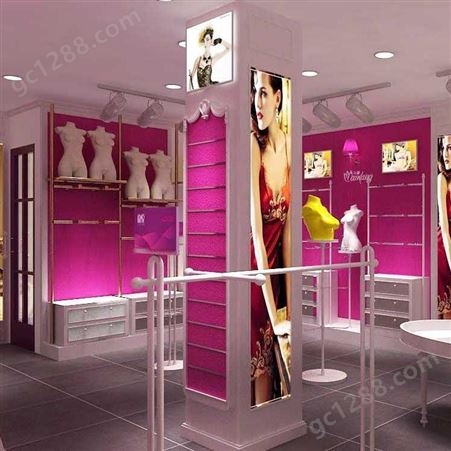 服装展柜设计 服饰展示柜制作 可来图 衣服店展架定制
