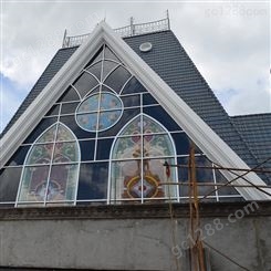 上海玉娇古典教堂玻璃天花吊顶艺术玻璃彩绘彩色门窗隔音玻璃批发